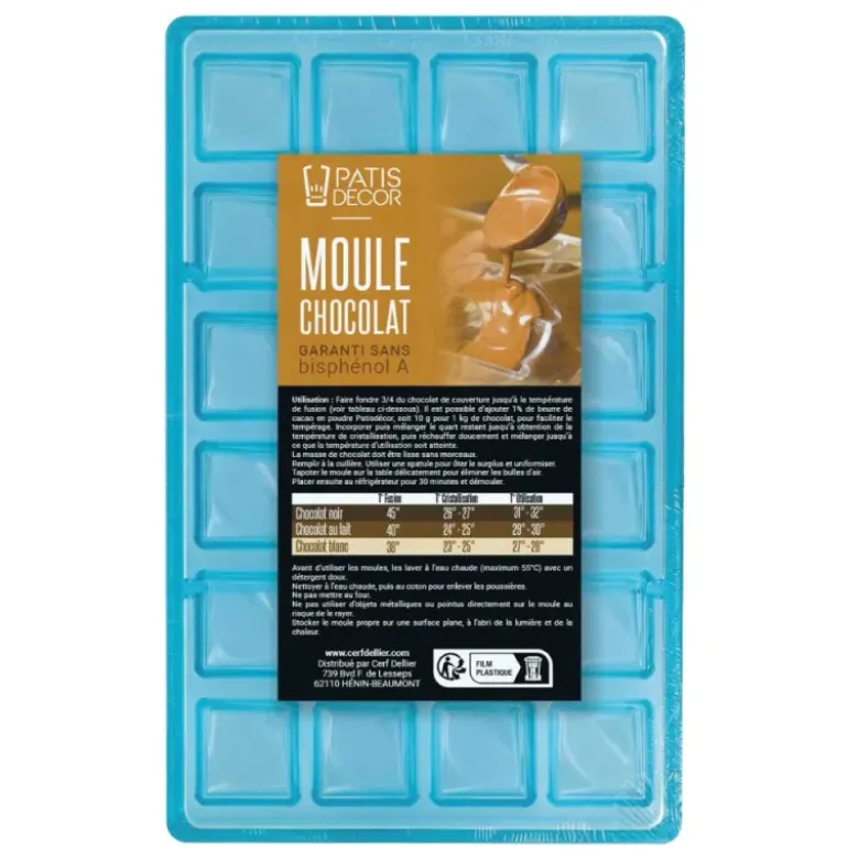 Moule à bonbons de chocolat carrés caramel - 24 empreintes