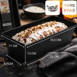 Moule à cake en acier antiadhérent sans PFAS 25x10,5cm