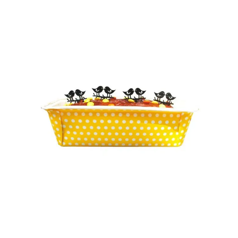 Moule à cake jetable jaune à pois (x4)