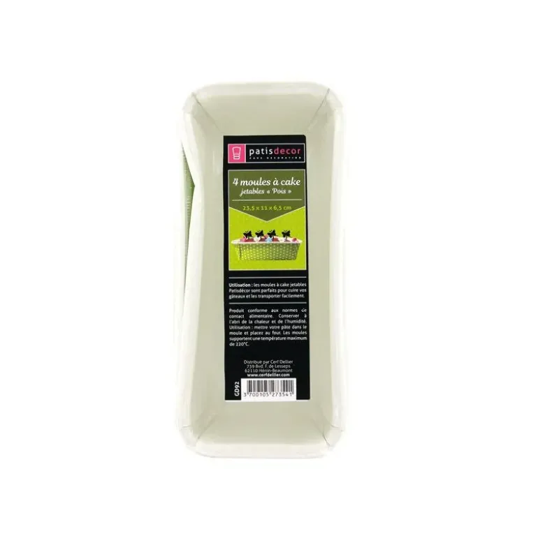 Moule à cake jetable vert à pois (x4)