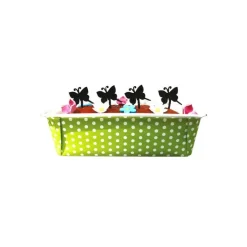 Moule à cake jetable vert à pois (x4)