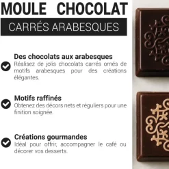 Moule carrés chocolat motifs arabesques
