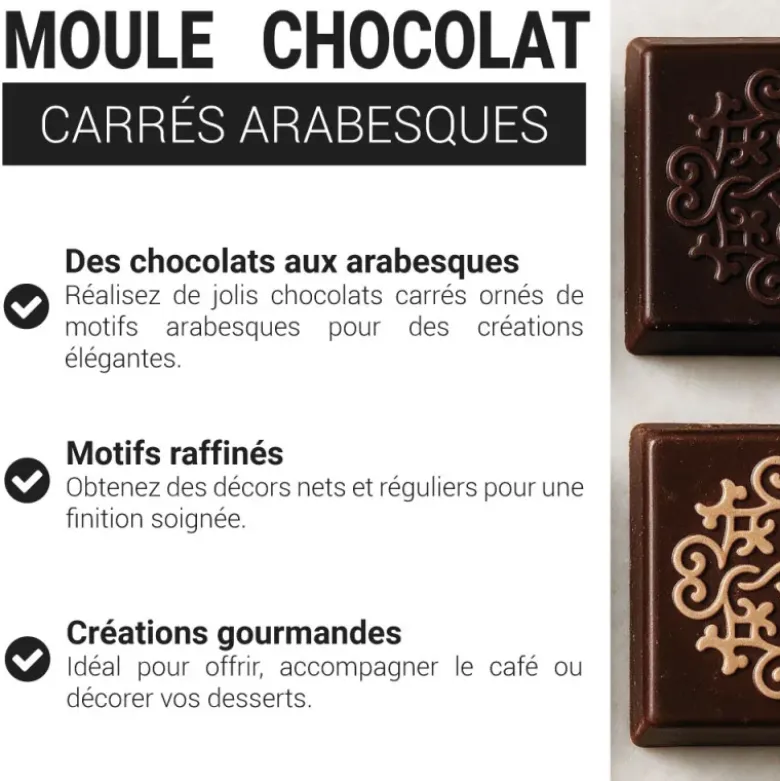 Moule carrés chocolat motifs arabesques