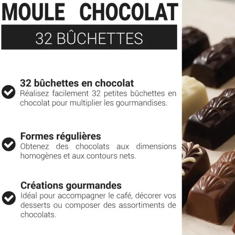 Moule chocolat 32 bûchettes