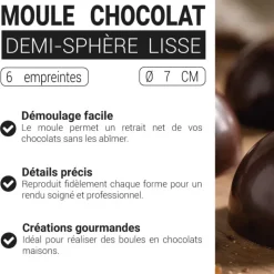 Moule chocolat demi sphère lisse