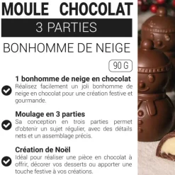 Moule chocolat en 3 parties Bonhomme de neige Noël Patisdécor