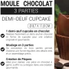 Moule chocolat en 3 parties demi œuf cupcake 3D