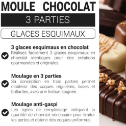 Moule chocolat en 3 parties glaces esquimaux