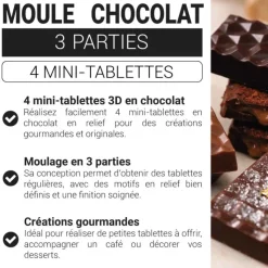 Moule chocolat en 3 parties 4 mini tablettes 3D