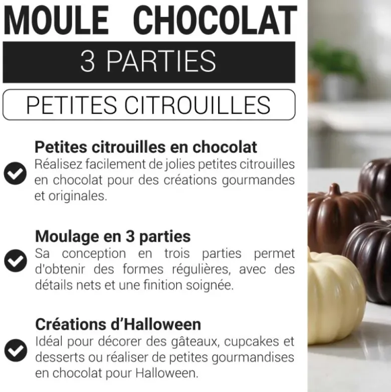 Moule chocolat en 3 parties petites citrouilles