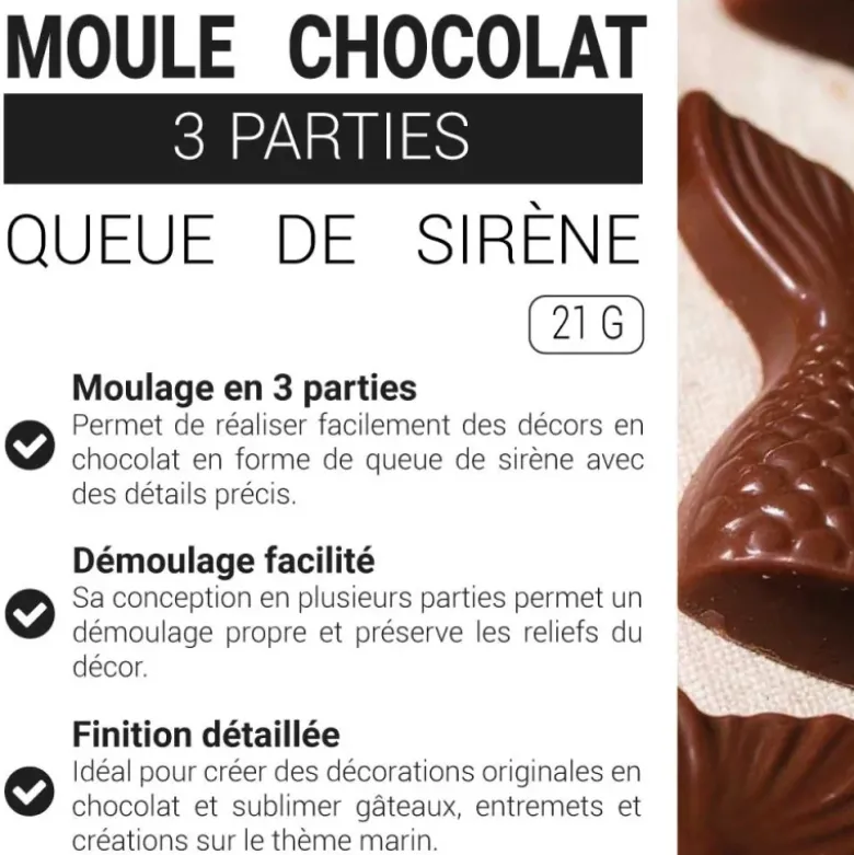 Moule chocolat en 3 parties queue de sirène