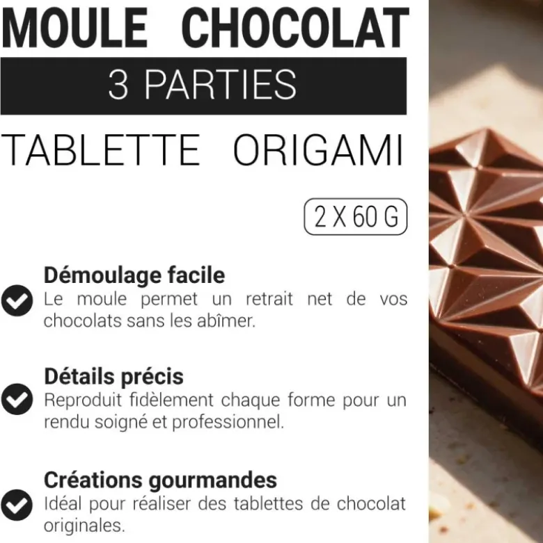 Moule chocolat en 3 parties tablette origami