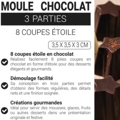 Moule chocolat en 3 parties 8 étoile