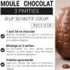 Moule chocolat en 3 parties œuf 3D motif cœur