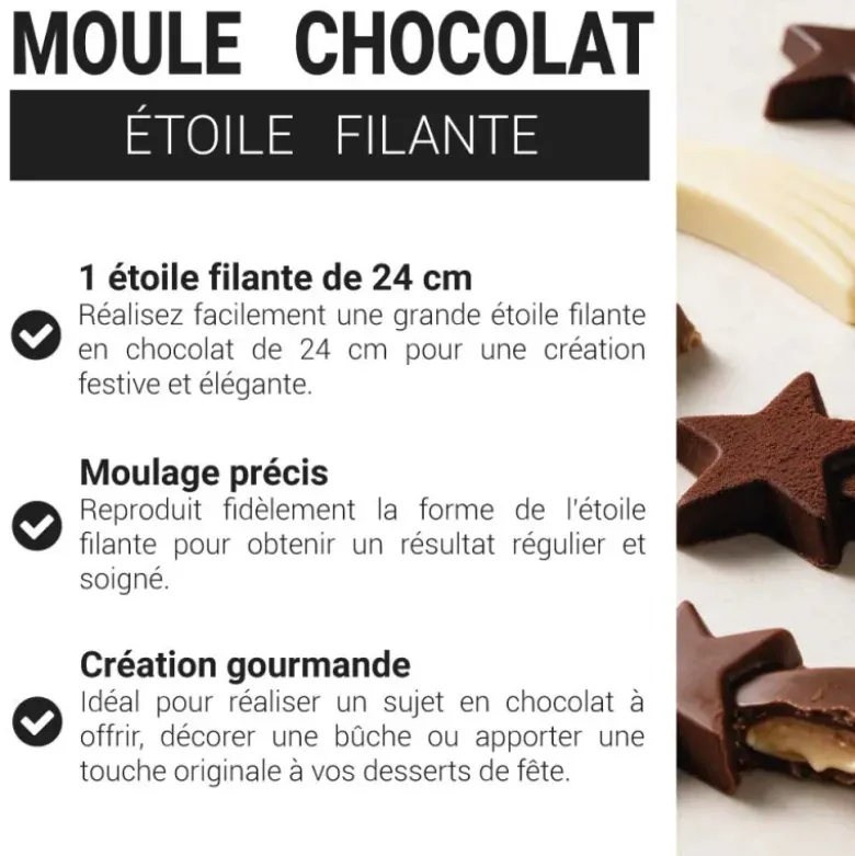 Moule chocolat Etoile Filante 24 cm Patisdécor