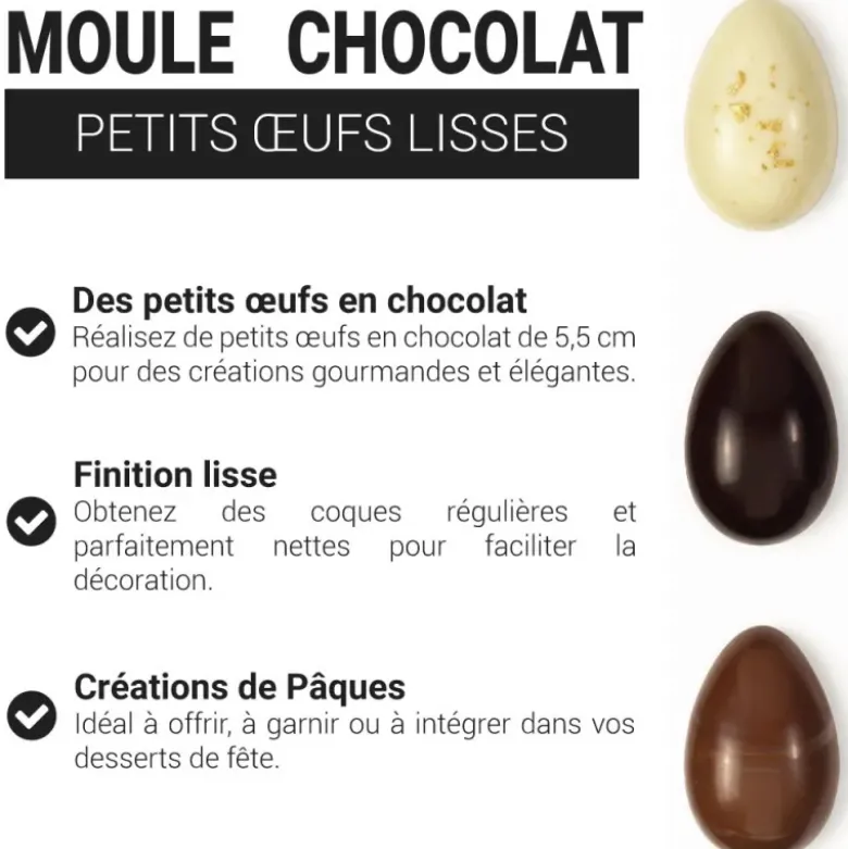 Moule chocolat oeufs lisses 5,5 cm Patisdécor