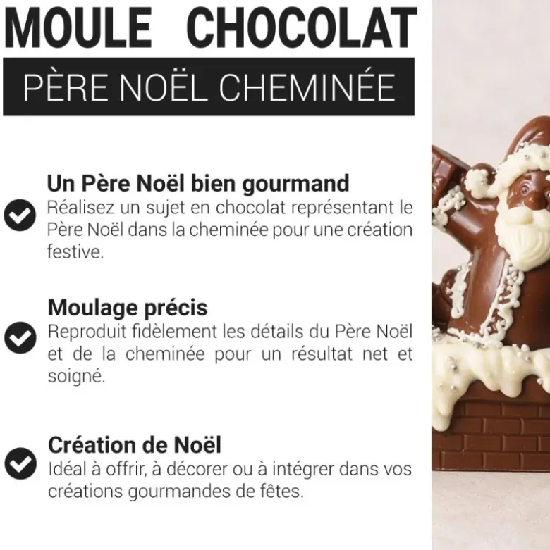 Moule chocolat Père Noël cheminée