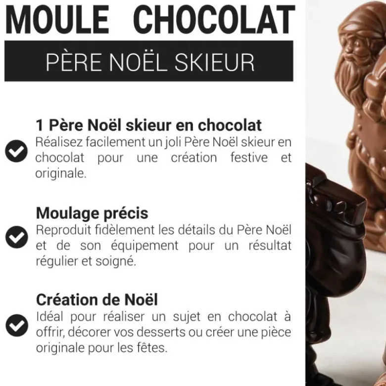 Moule chocolat Père noël skieur Patisdécor