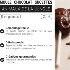 Moule Chocolat Sucettes Animaux de la Jungle