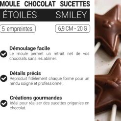 Moule Chocolat Sucettes Etoiles Smiley