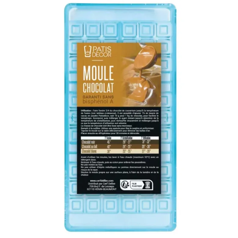 Moule chocolat 6 tablettes carrés