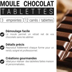 Moule chocolat 3 Tablettes rectangulaire