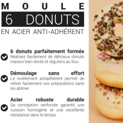 Moule 6 donuts au four en acier antiadhérent sans PFAS Ø8,5cm