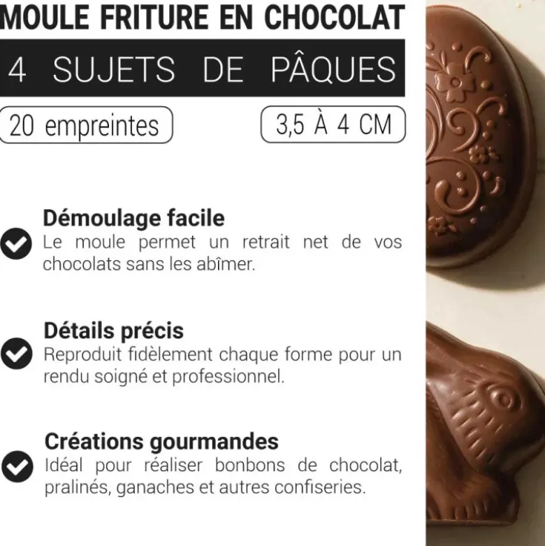 Moule fritures en chocolat 4 sujets de Pâques