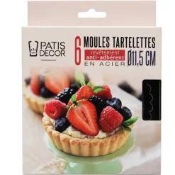 6 moules à tartelettes en acier antiadhérent sans PFAS - ø11,5cm