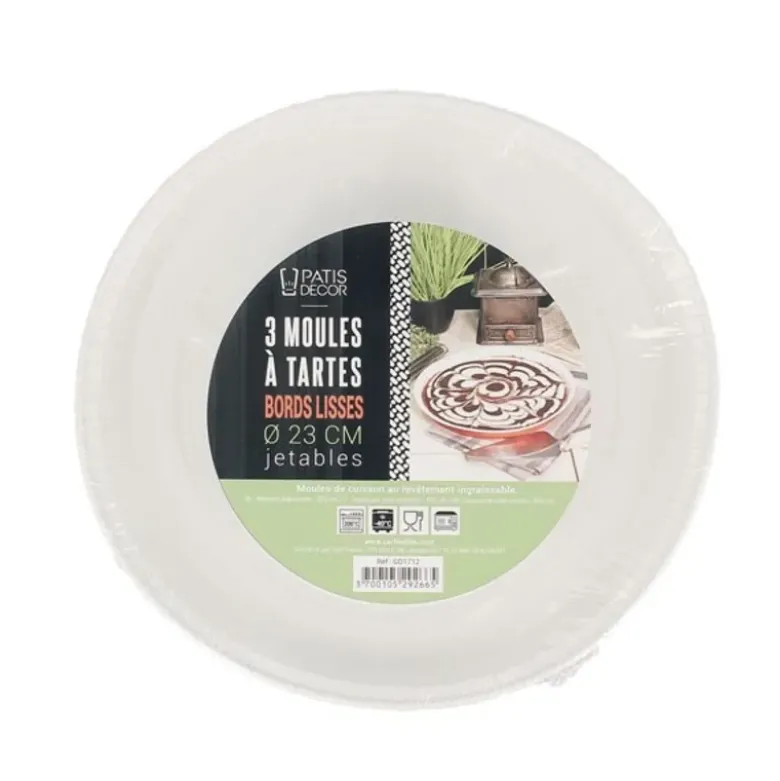 Moules à tartes jetables 23 cm Patisdécor (x3)