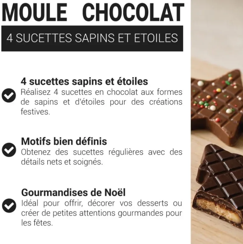 Moule 4 sucettes Sapins et Etoiles