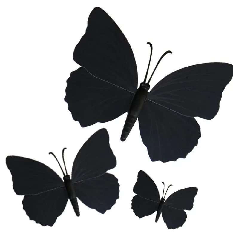 Papillons noirs aimantés assortis (x3)