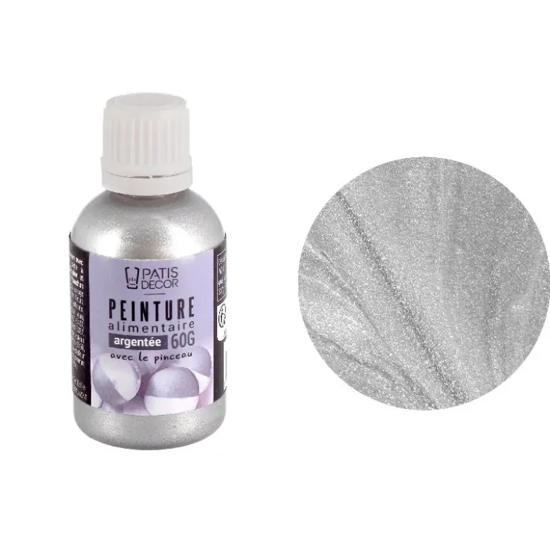 Peinture alimentaire argentée 63 g