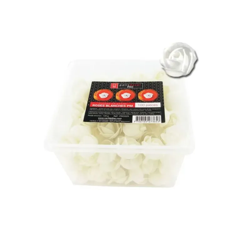 Petites roses blanches en azyme (x100)