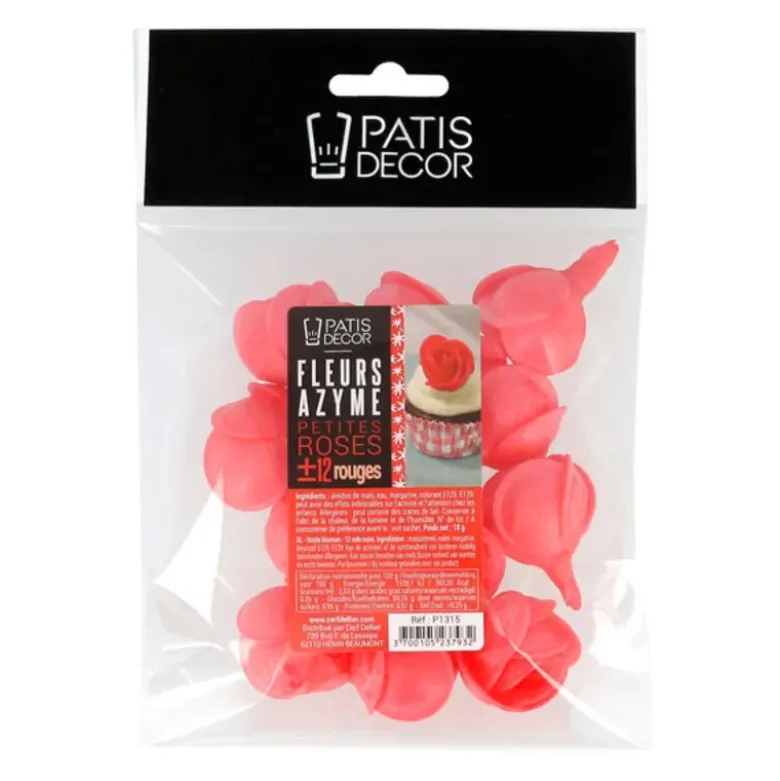 Petites roses rouges en azyme (x12)