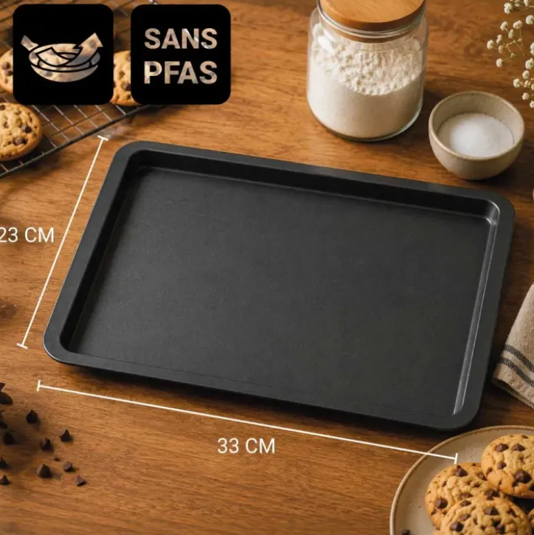 Plaque de cuisson en acier antiadhérent sans PFAS 33x23cm