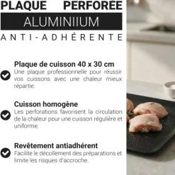 Plaque à pâtisserie plate perforée anti-adhérente - 40 x 30 cm