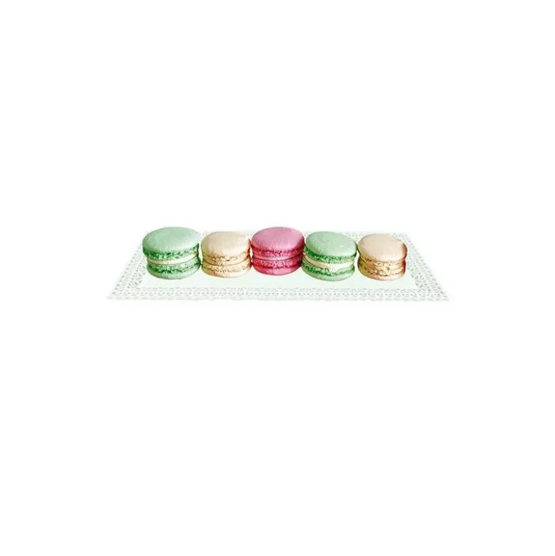 Plateau dentelle rectangulaire blanc