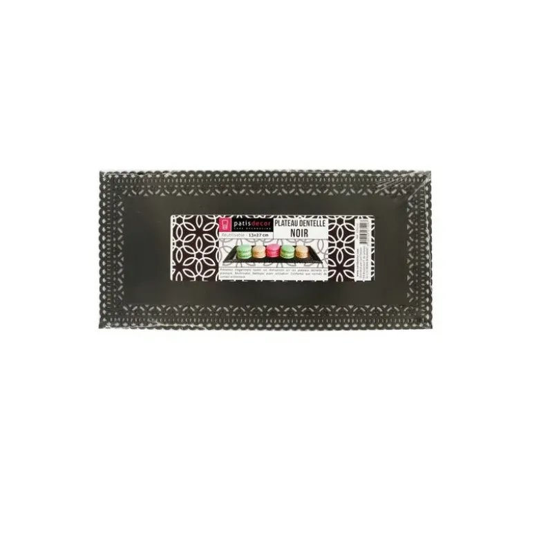 Plateau dentelle rectangulaire noir