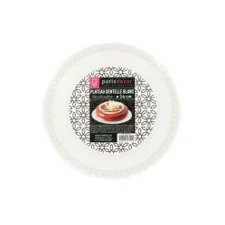 Plateau dentelle rond blanc
