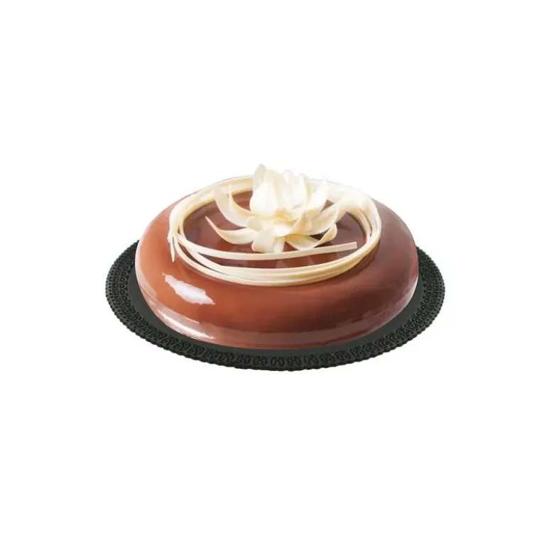 Plateau dentelle rond noir