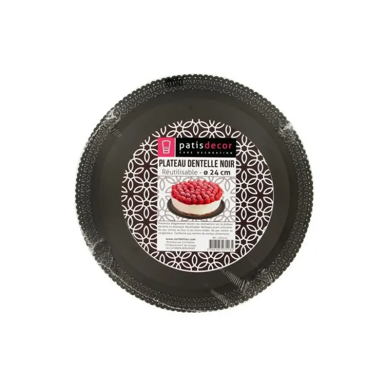 Plateau dentelle rond noir