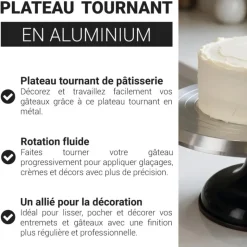 Plateau tournant pâtisserie en métal