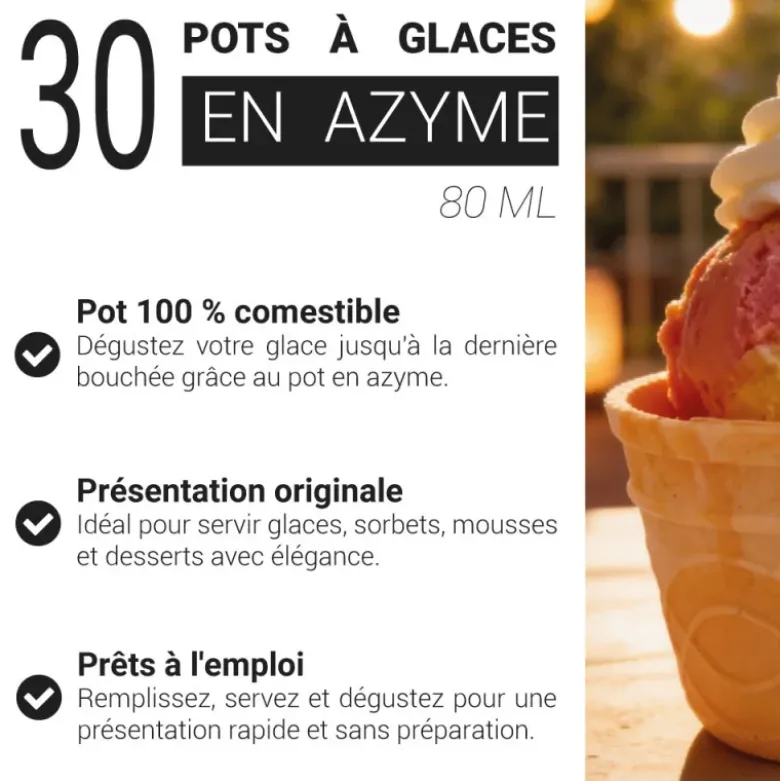 30 pots à glaces en azyme 80 ml