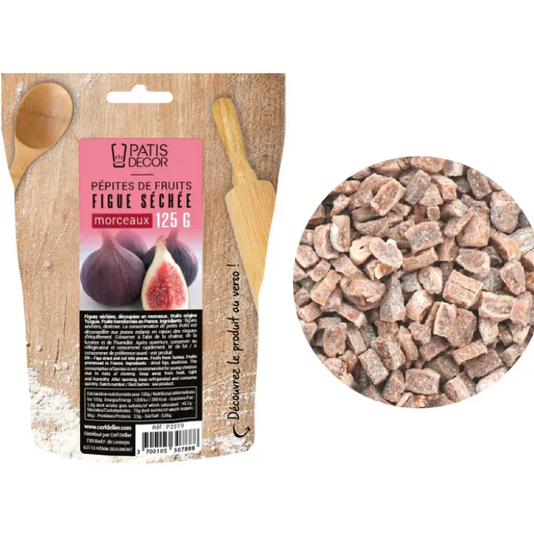 Pépites de fruits figue séchée morceaux 125 g - DDM 09/26