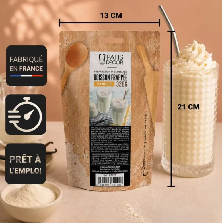 Préparation instantanée pour boisson frappée à la vanille - 320 g - DM 07/26