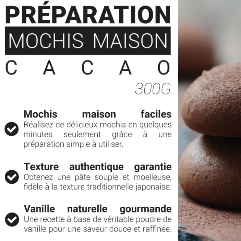 Préparation mochis maison cacao - 300 g - DDM 12/26