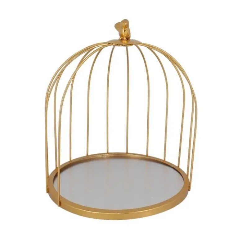 Présentoir cage à oiseaux doré 25 cm