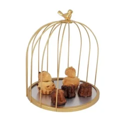 Présentoir cage à oiseaux doré 25 cm