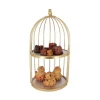 Présentoir cage à oiseaux doré 2 étages 20 cm